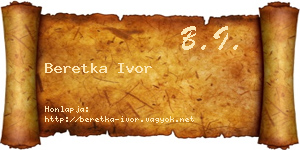 Beretka Ivor névjegykártya